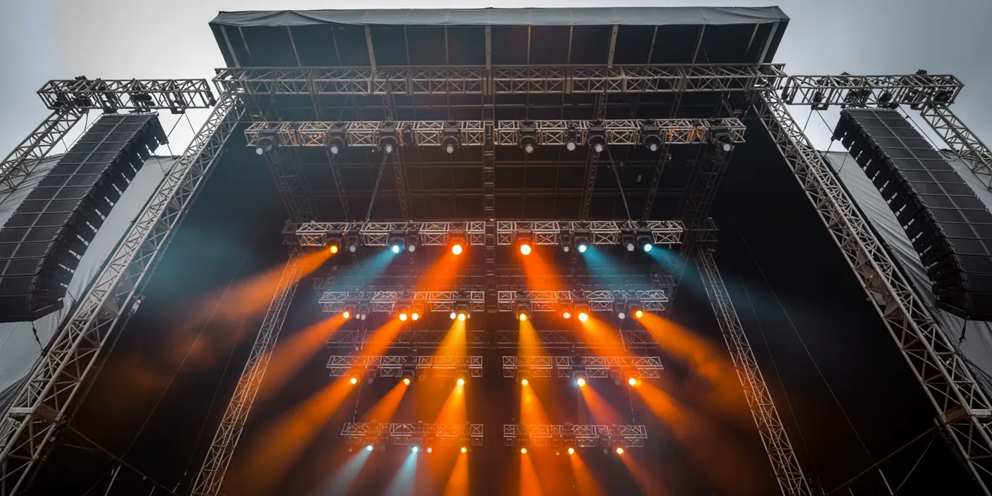 Stage setup with professional truss and lighting
