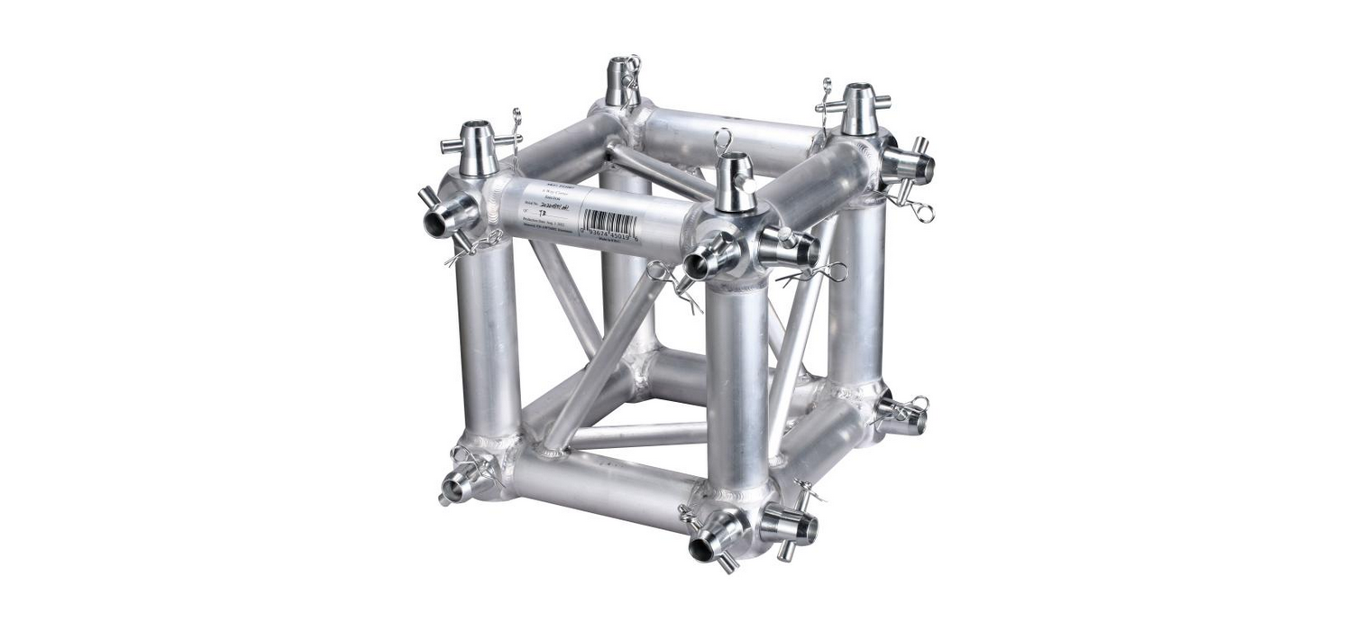 F34 6-Way Corner Junction Block | 290mm Square Box Truss Connector | 6061-T6 Aluminum