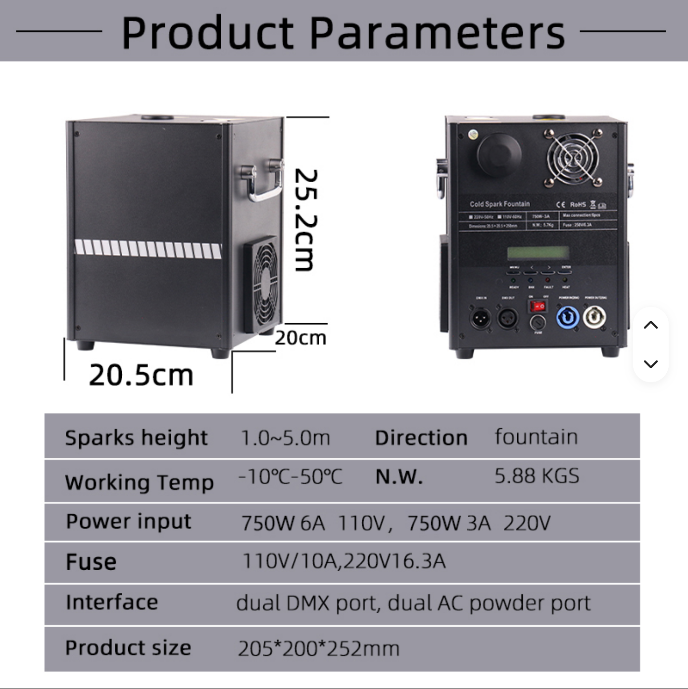 750w Cold Spark Machine - Effects  View 4
